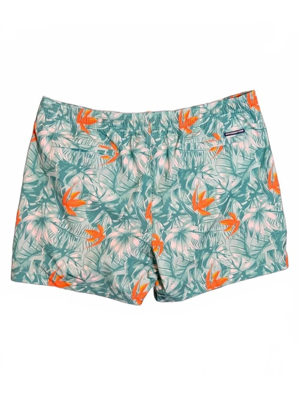 Southern Tide Swim Trunks Mens XXL Teal Tropical Bird of Paradise Floral
